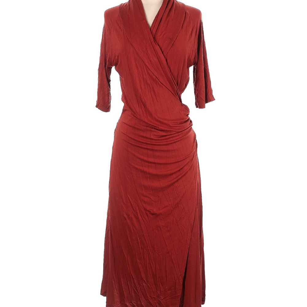 Elegant Rust Wrap Dress